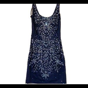Adrianna Papell beaded navy dress